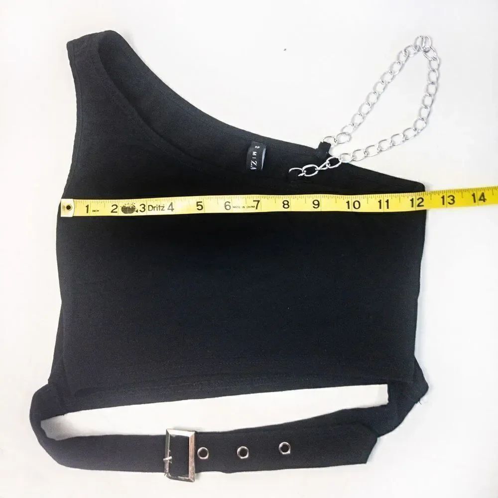 ZAFUL Black One Shoulder Chain Hollowed Out Tank Sz 6 - Picture 7 of 10